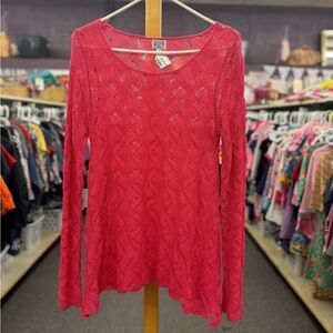 karen Heart Ladies med Pink Mesh Long Sleeve Top - New